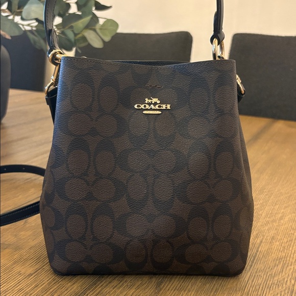 Coach Handbags - Coach Dark Brown Shoulder Bag with Gold Accents